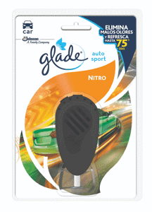 Ambientador Glade Auto Sport Nitro x7ml  + Unidad Decorativa
