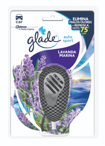 Ambientador Glade Auto Sport Lavanda Marina x7ml  + Unidad Decorativa