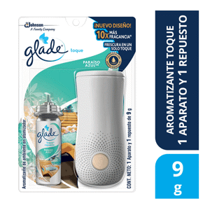 Glade Aromatizante Toque Paraíso Azul Unidad + 1 Repuesto x9gr