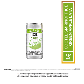 Vodka Smirnoff Ice Green Apple Lata x250ml (Outlet)