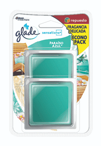 Ambientador Glade Sensations Gel Blister x2 ambientadores x8gr Paraiso Azul
