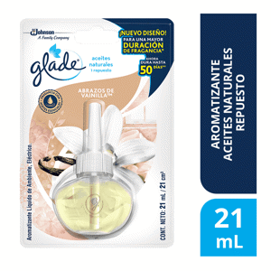 Glade Ambientador Aceites Naturales Abrazos De Vainilla 1 Repuesto x21ml