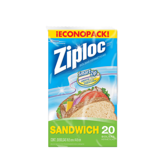 Ziploc Bolsa Reutilizable Para Sándwich 20 Piezas
