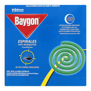 Baygon Repelente Sólido Espiral Para Insectos Voladores 48 Repuestos x52gr