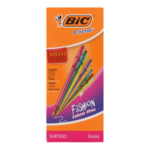 Bolígrafo BIC Cristal Fashion Surtido x12 Boligrafos