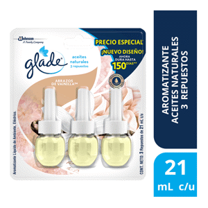 Ambientador Glade Plugins Aceite Blister x3 Ambientadores x21ml Vainilla