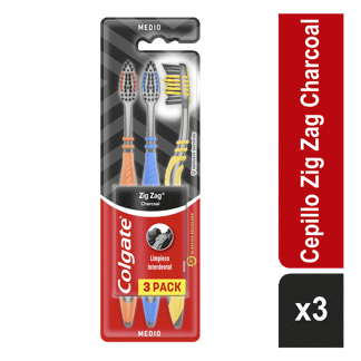 Cepillo Dental Colgate Zigzag Carbón x3 Cepillos