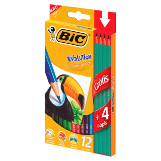 Lápices De Color BIC Evolution x12Un + 4 Lápices Gratis