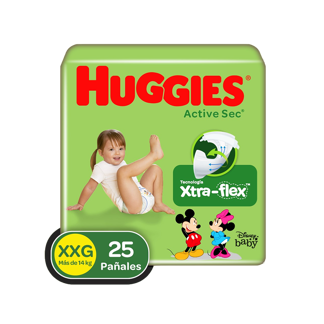 Pañal Huggies Active Sec Etapa 5 XXG x25Pañales