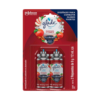 Glade Ambientador Toque Manzana Canela. Repuesto Mellizo.