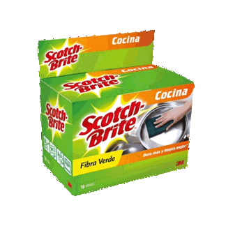 Scotch Brite Esponja Verde. Display x 18 unidades - 10X13.5 cm.