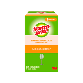 Scotch Brite Esponja Cero Rayas Fibra. Display x 06 unidades.