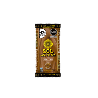 Sol del Cusco Tableta Sabor Chocolate 42% (Tradicional) 90gr. Display 12 unidades.