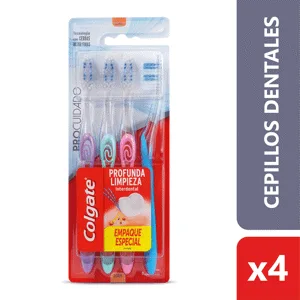 Cepillo Dental Colgate Profunda Limpieza Pro cuidado 4cepillos