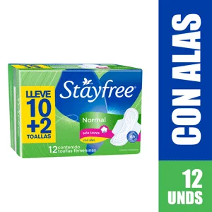 Toalla Femenina Stayfree Normal Alas x12 Toallas