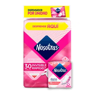 Toalla Higienica Nosotras Invisible Rapigel x30 Toallas + 15 Diarios Multiestilo
