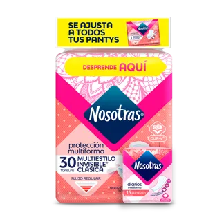 Toalla Higienica Invisible Clasica Multiestilo x30 Toallas + 15 Diarios Multiestilo