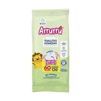 Toallitas Húmedas Arrurrú Extra Acolchonaditas Aloe & Manzanilla x60 Toallitas