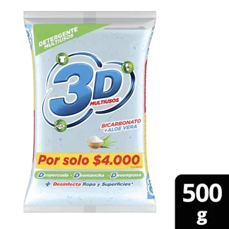Detergente 3D Polvo Multiusos x500gr