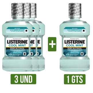 3Un Enjuague Bucal Listerine Gts 1Un Enjuague Bucal Listerine Zero Menta Suave x180ml