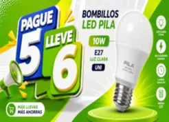 Pague 5 Lleve 6 Und Bombillos Led Pila 10W E27 Luz Clara