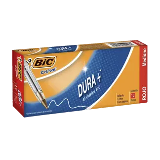 Boligrafo BIC Cristal Dura + Rojo x12Un
